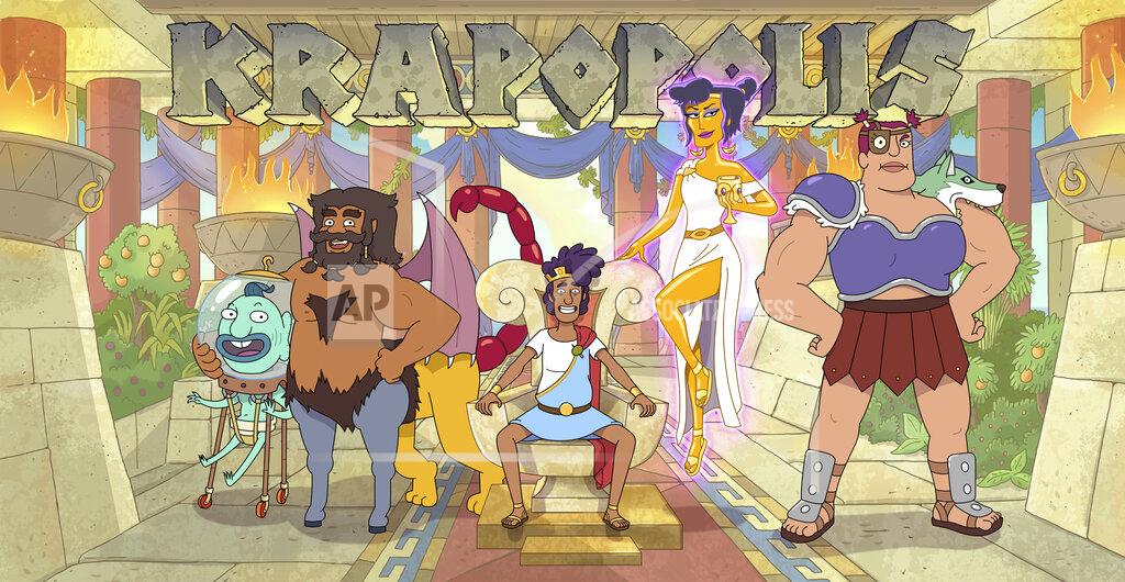Uncredited This image released by FOX shows promotional art for the new animated series "Krapopolis," debuting this fall. (FOX via AP)