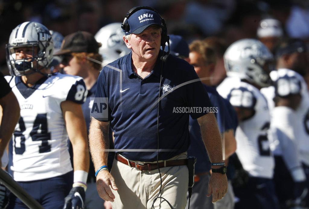 David Zalubowski New Hampshire head coach Sean McDonnell looks on in the first half of an NCAA college football game against Colorado, Saturday, Sept. 15, 2018, in Boulder, Colo. (AP Photo/David Zalubowski)