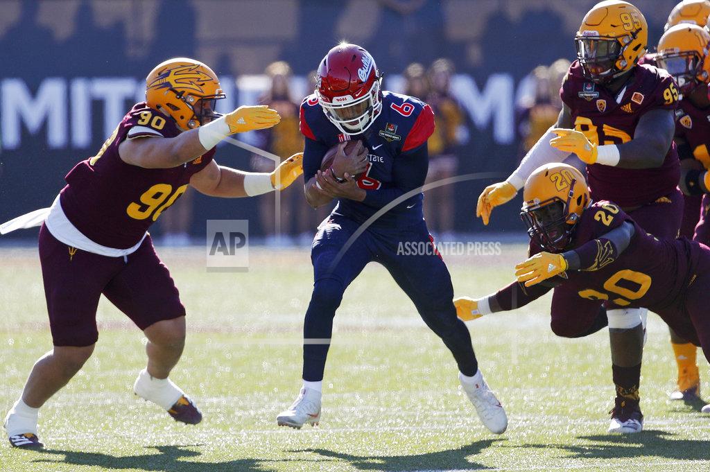 John Locher Fresno State quarterback Marcus McMaryion (6) runs for a gain against Arizona State during the first half of the Las Vegas Bowl NCAA college football game, Saturday, Dec. 15, 2018, in Las Vegas. (AP Photo/John Locher)