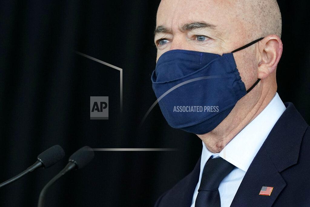 Patrick Semansky Secretary of Homeland Security Alejandro Mayorkas speaks about aviation security ahead of the summer travel season during a news conference at Ronald Reagan Washington National Airport, Tuesday, May 25, 2021, in Arlington, Va. (AP Photo/Patrick Semansky)