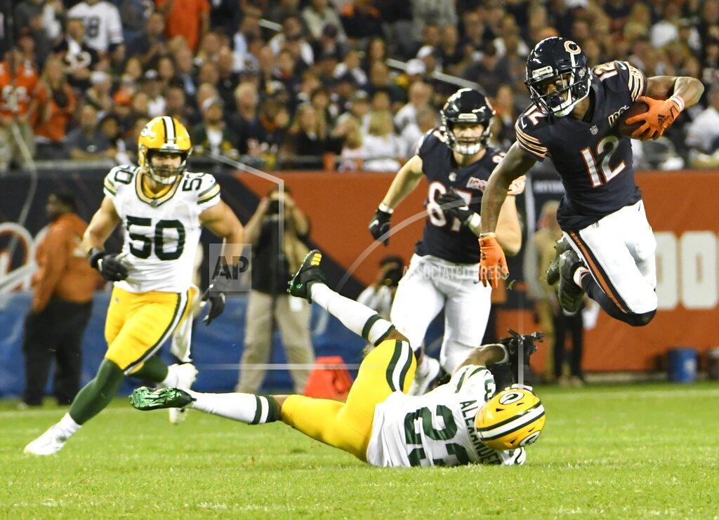 David Banks Chicago Bears' Allen Robinson runs past Green Bay Packers' Jaire Alexander during the second half of an NFL football game Thursday, Sept. 5, 2019, in Chicago. The Packers won 10-3. (AP Photo/David Banks)