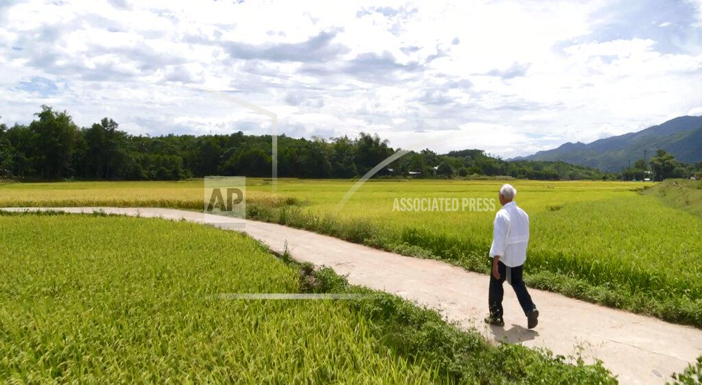 Uncredited In an image provided by ESPN from video, Rocky Bleier walks in Hiep Duc Valley, about 35 miles (56 kilometers) south of Danang in Vietnam, on Aug. 20, 2018. Three months into his deployment to Vietnam, Bleier was shot through the thigh and suffered a grenade blast to his foot. Doctors told him that he’d never play football again. Steelers owner Art Rooney supported Bleier by placing him on injured reserve rather than cutting him from the team. Bleier then defied the odds, returning to football as a star running back on the “Steel Curtain” Steelers teams of the 1970s and becoming the only war veteran to have four Super Bowl rings. (ESPN via AP)