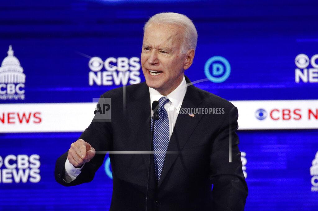 Patrick Semansky FILE - In this Feb. 25, 2020, file photo Democratic presidential candidate former Vice President Joe Biden, speaks during a Democratic presidential primary debate at the Gaillard Center in Charleston, S.C., co-hosted by CBS News and the Congressional Black Caucus Institute. The Congressional Black Caucus PAC is endorsing Joe Biden’s presidential bid, further cementing his support among the nation’s influential black political leadership. Black voters have long anchored the former vice president’s White House bid with decisive wins in South Carolina and on Super Tuesday. The chairman of the Congressional Black Caucus political action committee is New York congressman Gregory Meeks, who tells The Associated Press there’s “no question” Biden is the right person to lead the country. (AP Photo/Patrick Semansky, File)