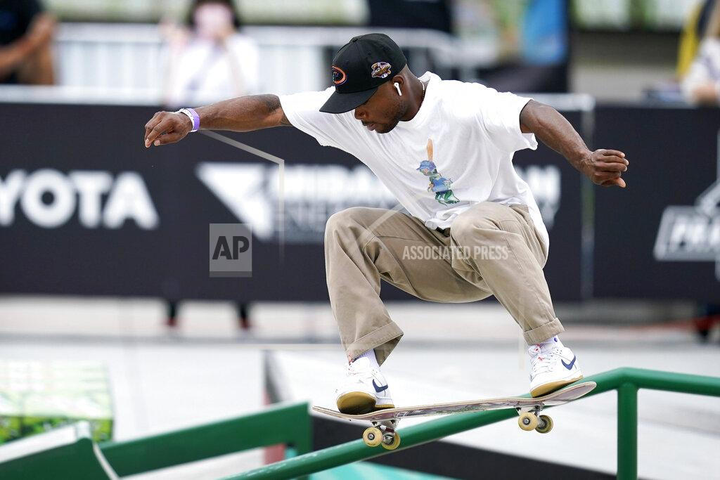 Charlie Neibergall Dashawn Jordan, of the United States, practices during an Olympic qualifying skateboard event at Lauridsen Skatepark, Thursday, May 20, 2021, in Des Moines, Iowa. The questions under the magnifying glass at this week's Dew Tour — one of the last major qualifying events for the games in Tokyo in July — is whether the Olympics is ready for skateboarding and, more tellingly, whether skateboarding is ready for the Olympics. (AP Photo/Charlie Neibergall)