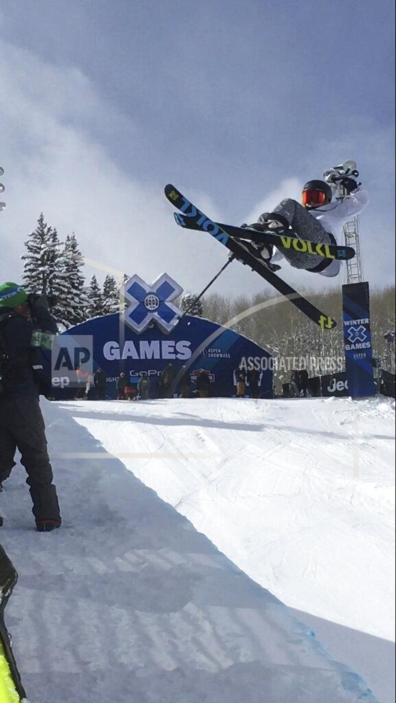 Freestyle skier Carly Margulies practices at the X Games in Aspen, Colo., Jan. 26, 2017. Margulies is on her way to Beijing Games after going through not one or two or three but seven knee surgeries. Her latest procedure happened two months before the Winter Olympics. (Marc Margulies via AP)