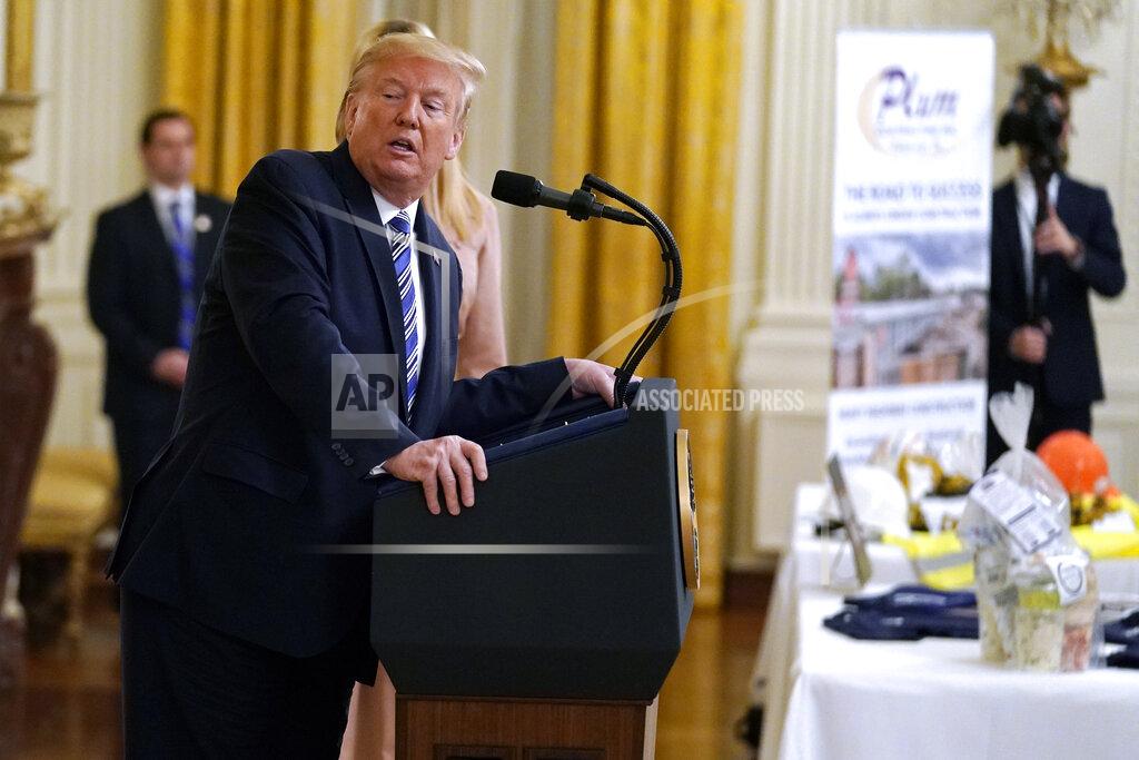 Evan Vucci President Donald Trump speaks during an event about the Paycheck Protection Program used to support small businesses during the coronavirus outbreak, in the East Room of the White House, April 28, 2020, in Washington. (AP Photo/Evan Vucci)