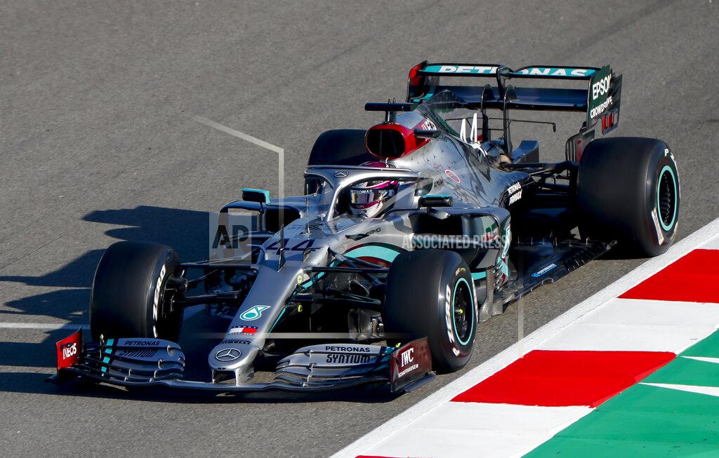 Joan Monfort Mercedes-AMG Petronas' Lewis Hamilton drives during a Formula One pre-season testing session at the Barcelona Catalunya racetrack in Montmelo, outside Barcelona, Spain, Thursday, Feb. 20, 2020. (AP Photo/Joan Monfort)