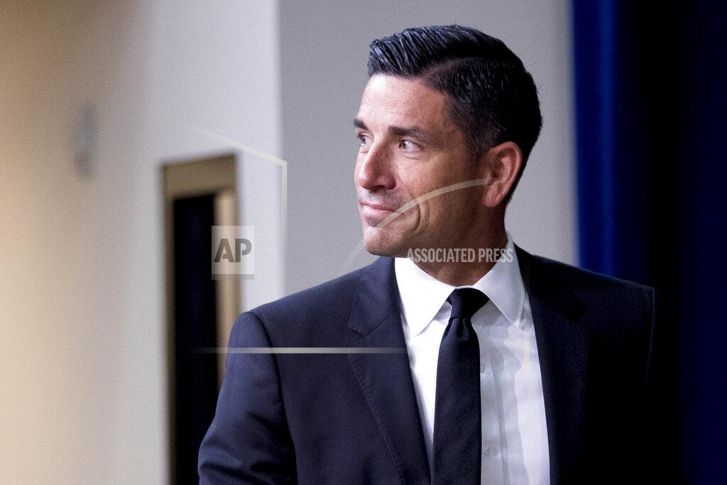 FILE - In this Thursday, July 2, 2020, file photo, acting Homeland Security Secretary Chad Wolf arrives at a naturalization ceremony for 16 new Americans at the Eisenhower Executive Office Building on the White House complex in Washington. In a letter to Wolf, leaders of 12 Christian organizations on Friday, July 10, 2020, urged the Trump administration to rescind a policy requiring international students to leave the U.S. or transfer if their colleges hold classes entirely online this fall, saying it “falls short of American ideals.” (AP Photo/Andrew Harnik, File)