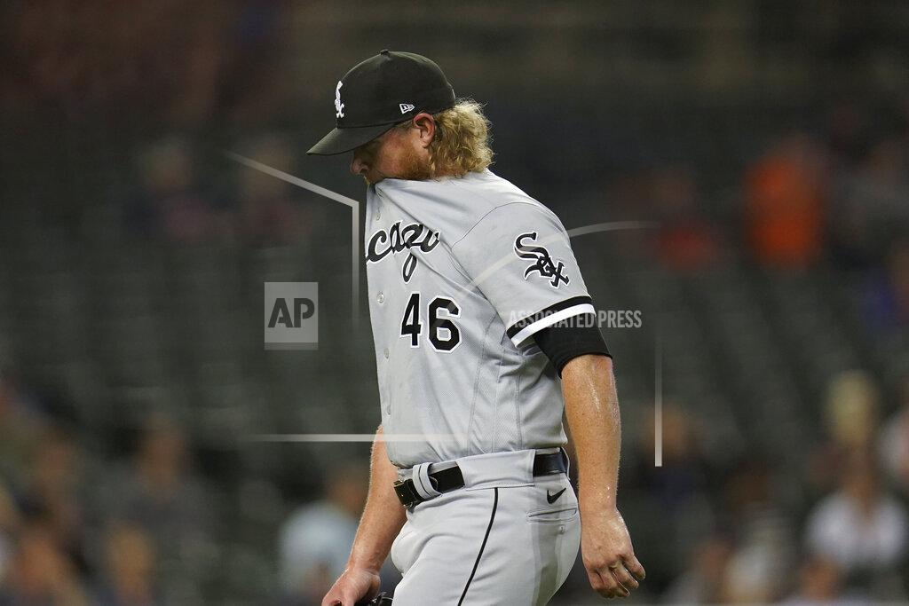Paul Sancya Chicago White Sox relief pitcher Craig Kimbrel walks to the dugout in the eighth inning of a baseball game against the Detroit Tigers in Detroit, Monday, Sept. 20, 2021. (AP Photo/Paul Sancya)