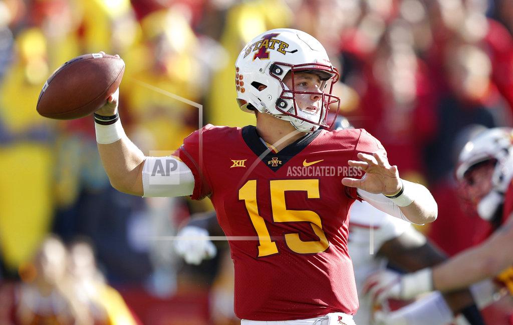 Charlie Neibergall Iowa State quarterback Brock Purdy throws a pass during the first half of an NCAA college football game against Texas Tech, Saturday, Oct. 27, 2018, in Ames, Iowa. (AP Photo/Charlie Neibergall)