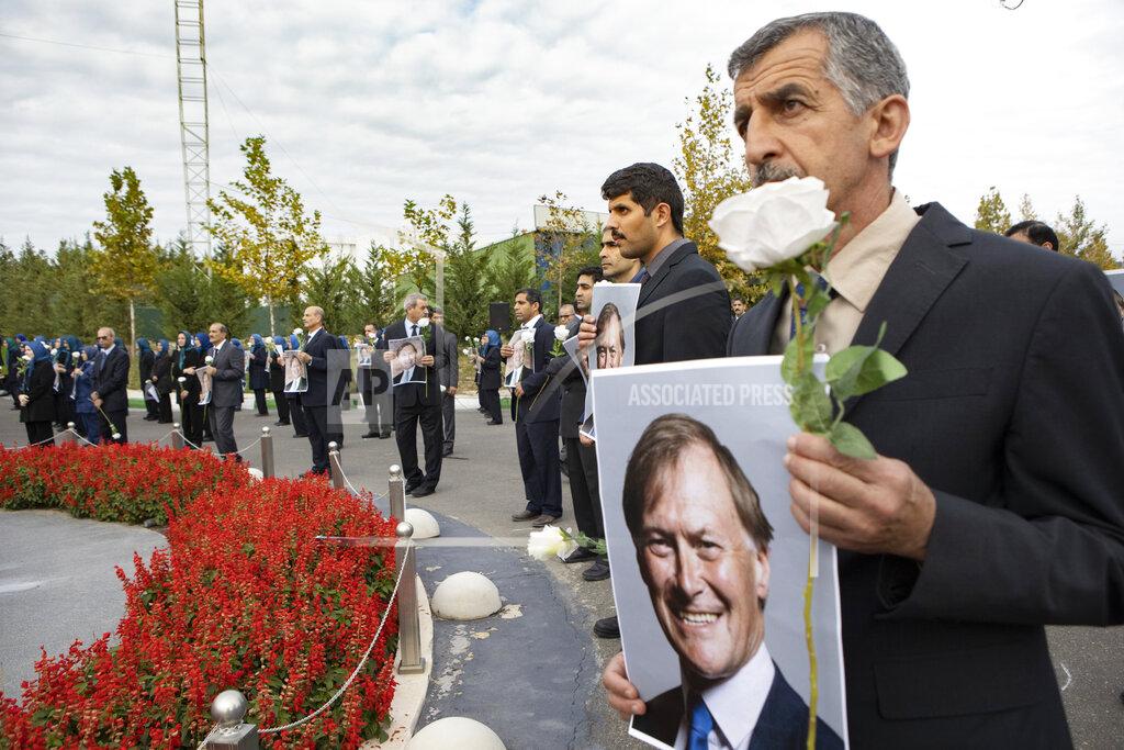 Iranian Opposition Memorial Ceremony To Pay Tribute To Sir David Amess in Ashraf-3, Albania - 17 Oct 2021