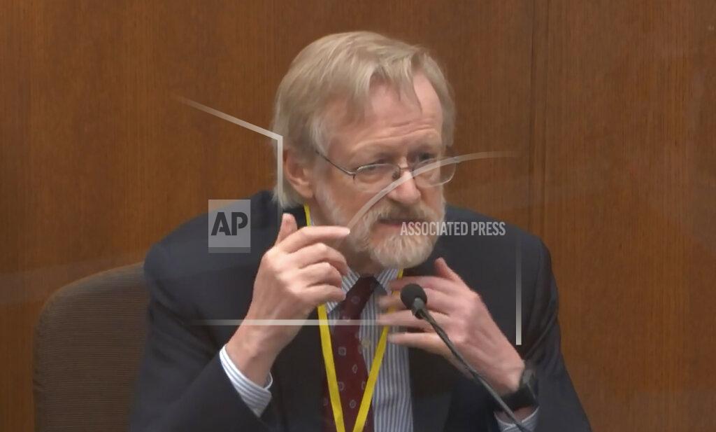 Uncredited In this image from video, Dr. Martin Tobin testifies as Hennepin County Judge Peter Cahill presides Thursday, April 8, 2021, in the trial of former Minneapolis police Officer Derek Chauvin at the Hennepin County Courthouse in Minneapolis, Minn. Chauvin is charged in the May 25, 2020 death of George Floyd. (Court TV via AP, Pool)