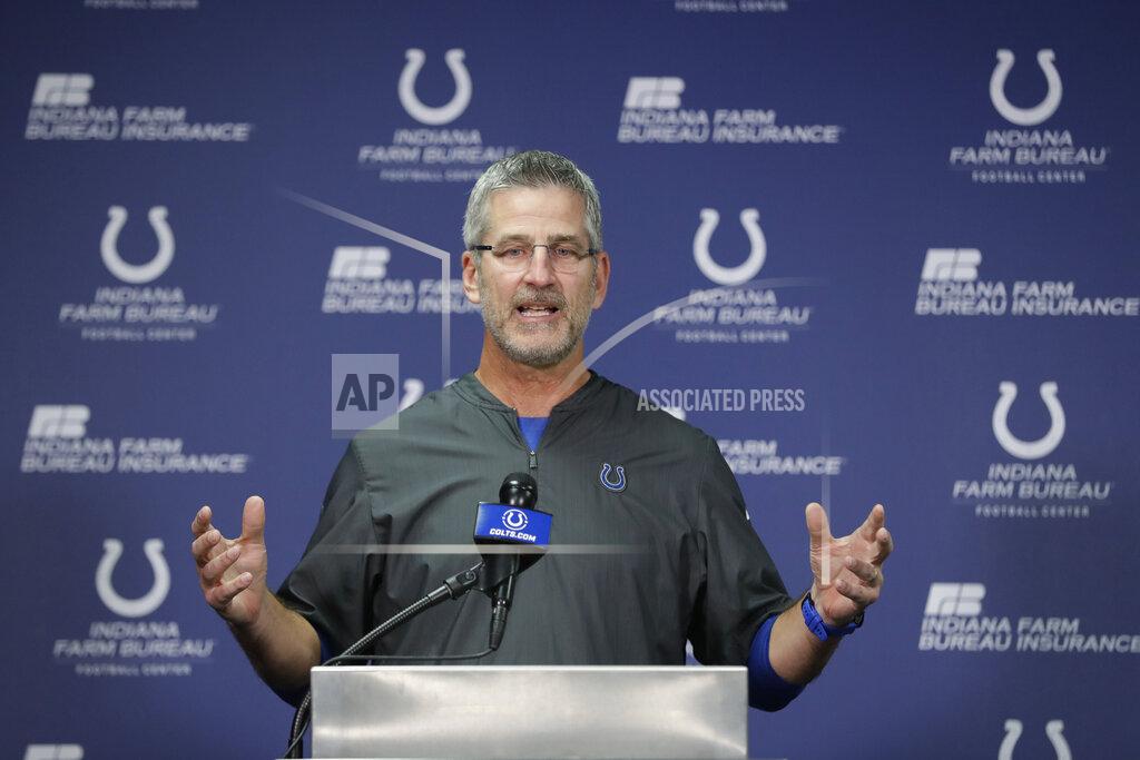 Darron Cummings Indianapolis Colts head coach Frank Reich speaks during a news conference at the team's NFL football training facility, Monday, Aug. 26, 2019, in Indianapolis. (AP Photo/Darron Cummings)