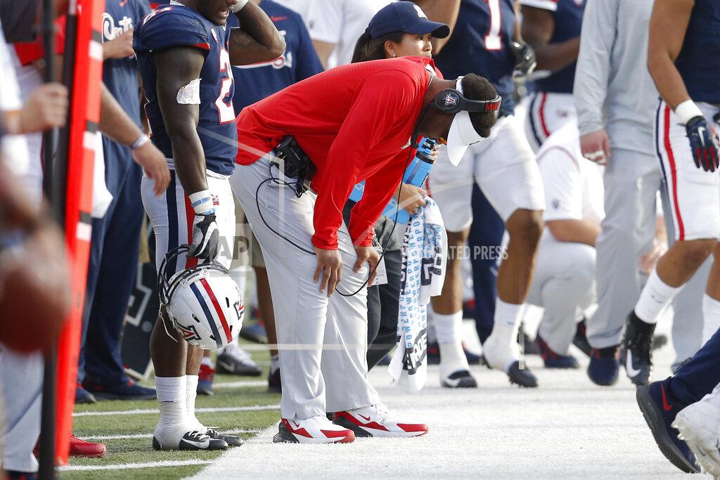 Rick Scuteri Arizona head coach Kevin Sumlin reacts after a missed field goal against Oregon State in the second half during an NCAA college football game, Saturday, Nov. 2, 2019, in Tucson, Ariz. Oregon State defeated Arizona 56-38. (AP Photo/Rick Scuteri)