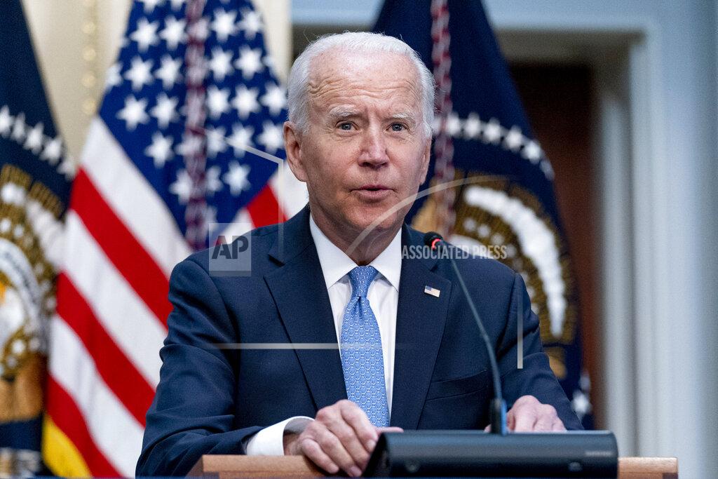 Andrew Harnik President Joe Biden speaks during a meeting with business leaders and CEOs on the COVID-19 response in the library of the Eisenhower Executive Office Building on the White House campus in Washington, Wednesday, Sept. 15, 2021. (AP Photo/Andrew Harnik)