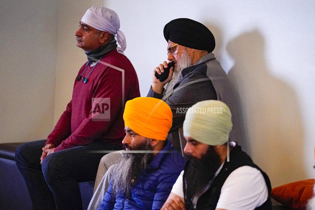 Michael Conroy Members of the Sikh Coalition gather at the Sikh Satsang of Indianapolis in Indianapolis, Saturday, April 17, 2021 to formulate the groups response to the shooting at a FedEx facility in Indianapolis that claimed the lives of four members of the Sikh community. A gunman killed eight people and wounded several others before taking his own life in a late-night attack at a FedEx facility near the Indianapolis airport. (AP Photo/Michael Conroy)