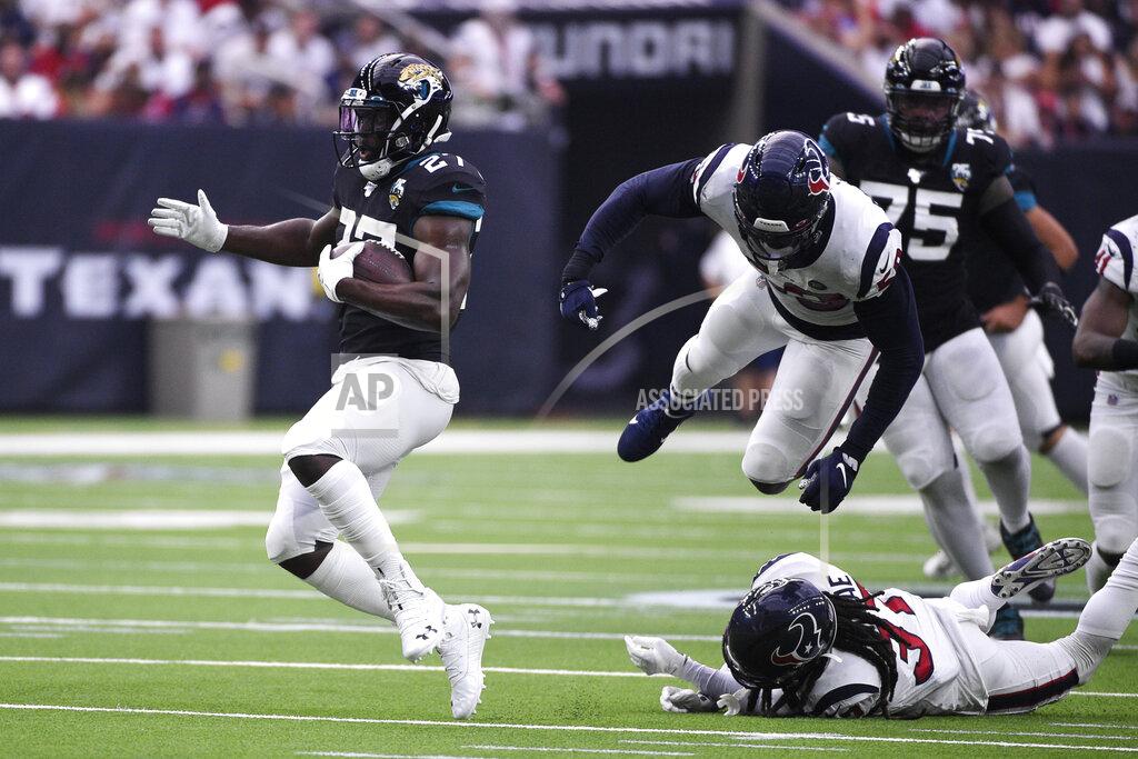 Eric Christian Smith Jacksonville Jaguars running back Leonard Fournette (27) runs against the Houston Texans during the first half of an NFL football game Sunday, Sept. 15, 2019, in Houston. (AP Photo/Eric Christian Smith)