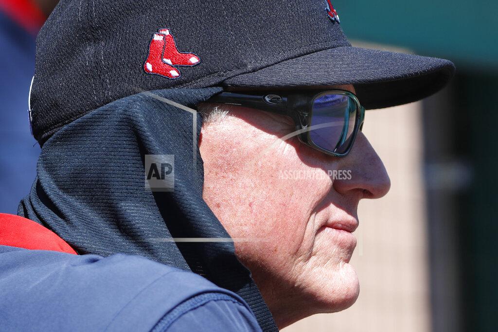 Elise Amendola FILE - Boston Red Sox interim manager Ron Roenicke watches from the dugout during a spring training baseball game against the Houston Astros, Thursday, March 5, 2020, in Fort Myers, Fla. Roenicke was told Sunday, Sept. 27, 2020 he will not return as manager of the Red Sox, ending a one-year, shotgun stopgap on the final day of a pandemic-shortened season that resulted in a last-place finish in the AL East. (AP Photo/Elise Amendola, file)