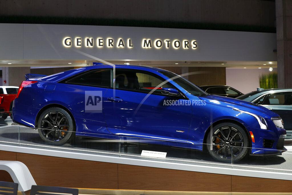 FILE- This Jan. 16, 2019, photo shows a Cadillac ATS V in Detroit. General Motors posted stronger-than-expected earnings in the third quarter, pulling in $4 billion in profit just one quarter after losing money due to the virus outbreak. GM said, Thursday, Nov. 5, 2020, it had adjusted earnings of $2.78 per share on revenue of $35.5 billion. (AP Photo/Paul Sancya, File)