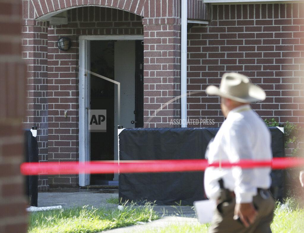 Elizabeth Conley Houston-Officers Shot Police investigate a shooting Timber Ridge Apartments on Monday, Sept. 20, 2021 in Houston. Authorities say a Houston police officer was killed and another was wounded during a shooting that also killed a 31-year-old man who the officers were attempting to arrest. (Elizabeth Conley/Houston Chronicle via AP)