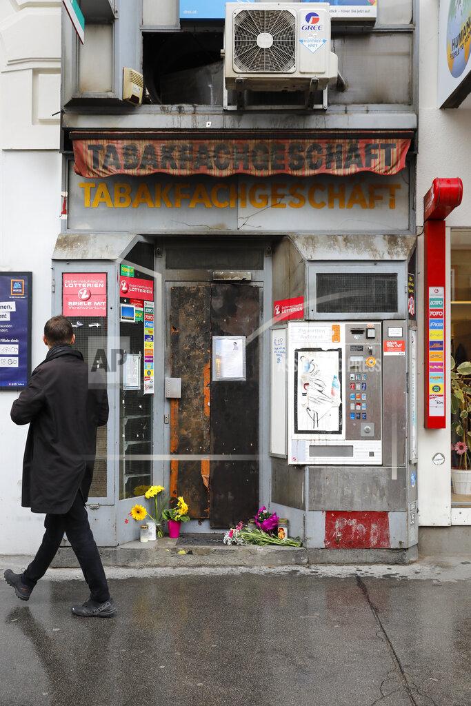 Lisa Leutner The entrance of the tobacco shop belonging to a woman who was covered on gasoline and lit on fire by her former partner Vienna, Austria, Friday, May 14, 2021. Austria is one of the few European Union countries where the number of women killed is higher than the number of men. The recent high-profile cases have led to widespread protests, demands for government intervention and condemnations from top politicians. (AP Photo/Lisa Leutner)