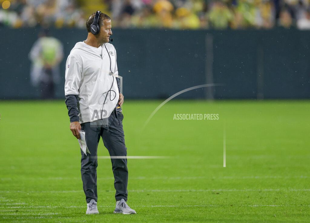 Green Bay Packers' defensive coordinator Joe Barry during NFL football training camp at Lambeau Field Saturday, Aug. 7, 2021, in Green Bay, Wis. Barry can only hope his players display the same spirit on the field that he brings to meetings and practice sessions. The word “energy” comes up time and time again when defensive players talk about Barry. Pro Bowl cornerback Jaire Alexander tells a story that exemplifies Barry’s approach. (AP Photo/Matt Ludtke)