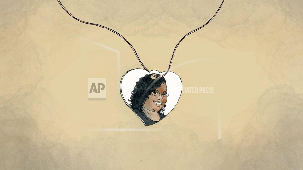 Peter Hamlin An illustration made from a photo of a pendant with Saferia Johnson's portrait provided by Tressa Clements. (AP Illustration/Peter Hamlin)