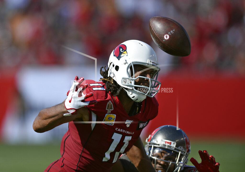 Jason Behnken Arizona Cardinals wide receiver Larry Fitzgerald (11) prepares to make a catch in front of Tampa Bay Buccaneers cornerback M.J. Stewart (36) during the first half of an NFL football game Sunday, Nov. 10, 2019, in Tampa, Fla. (AP Photo/Jason Behnken)
