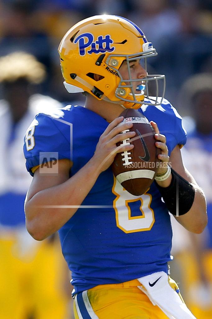 Keith Srakocic FILE - In this Oct. 14, 2017, file photo, Pittsburgh quarterback Kenny Pickett (8) plays in an NCAA football game against North Carolina State in Pittsburgh. Pittsburgh head coach Pat Narduzzi says sophomore quarterback Kenny Pickett doesn't have to think he's "Kenny Perfect." Either way, Pickett will be the focal point for Pitt when the Panthers open the 2018 season on Saturday against Albany. (AP Photo/Keith Srakocic, File)