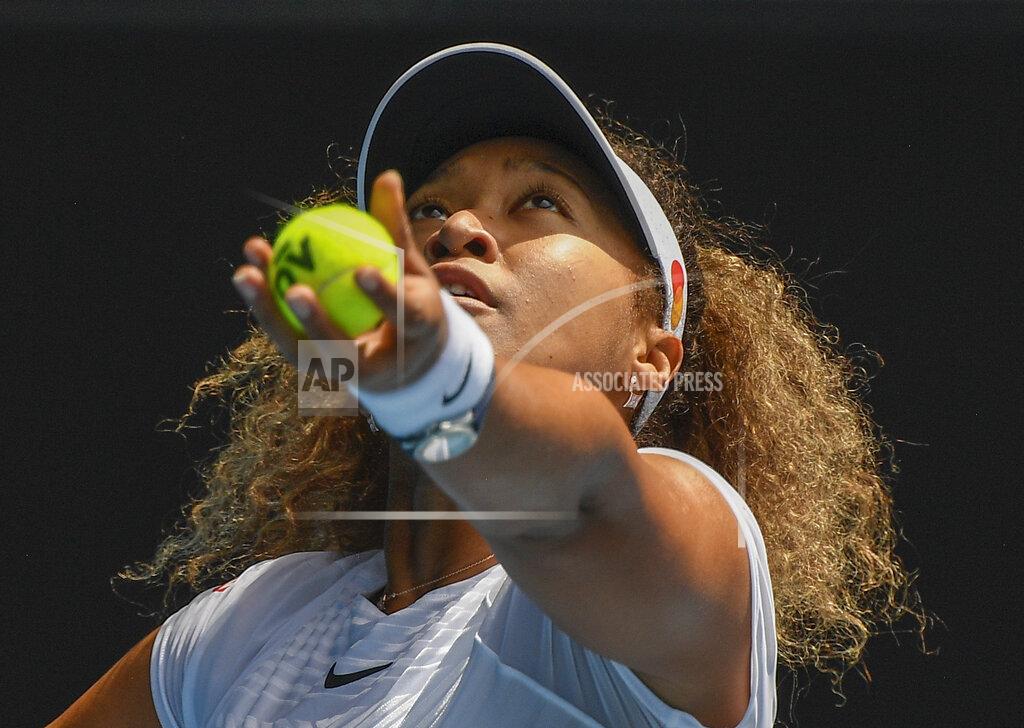 Andrew Brownbill Japan's Naomi Osaka serves to France's Alize Cornet during a tuneup tournament ahead of the Australian Open tennis championships in Melbourne, Australia, Tuesday, Feb. 2, 2021. (AP Photo/Andrew Brownbill)