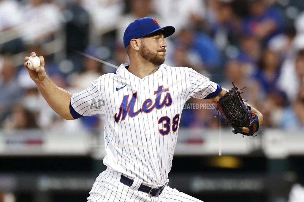 Adam Hunger New York Mets pitcher Tylor Megill throws to a Toronto Blue Jays batter during the third inning of a baseball game Friday, July 23, 2021, in New York. (AP Photo/Adam Hunger)