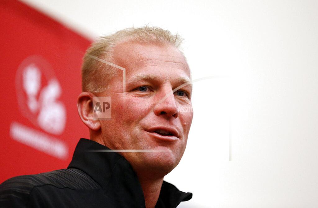 FILE - In this Jan. 25, 2019, file photo, Indiana's offensive coordinator Kalen DeBoer answers questions from the media during an NCAA college football news conference in Bloomington, Ind. The new offensive coordinator is taking advantage of different types of motion and has given his quarterbacks more freedom to change the play calls. (Jeremy Hogan/The Herald-Times via AP, File)