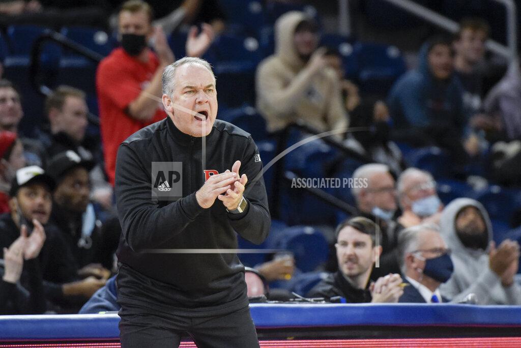 Mark Black Rutgers head coach Steve Pikiell instructs during the second half of an NCAA college basketball game against DePaul, Thursday, Nov. 18, 2021, in Chicago. (AP Photo/Mark Black)