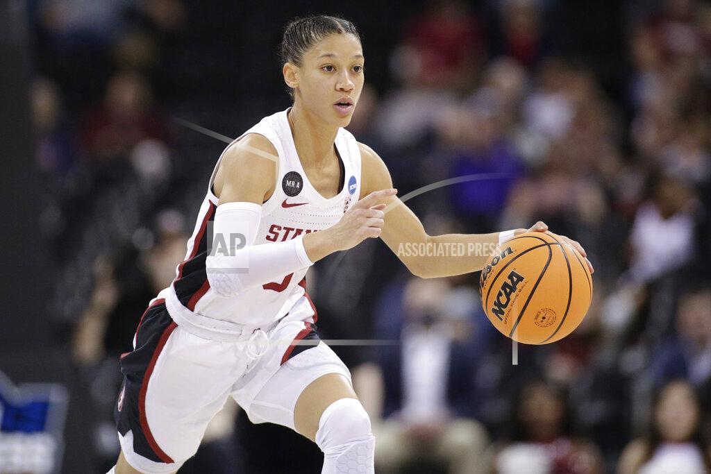 Young Kwak Stanford guard Anna Wilson dribbles against Maryland during the first half of a college basketball game in the Sweet 16 round of the NCAA tournament, Friday, March 25, 2022, in Spokane, Wash. (AP Photo/Young Kwak)