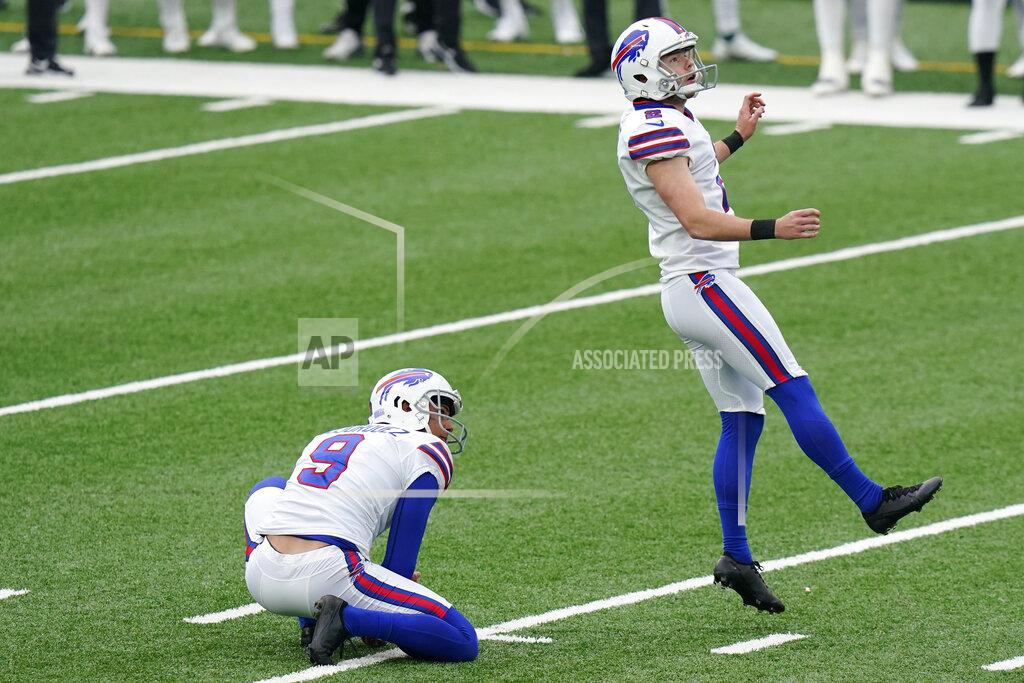 Frank Franklin Ii Buffalo Bills kicker Tyler Bass, right, looks after his eighth field goal-attempt of the day during the second half of an NFL football game against the New York Jets, Sunday, Oct. 25, 2020, in East Rutherford, N.J. (AP Photo/Frank Franklin II)