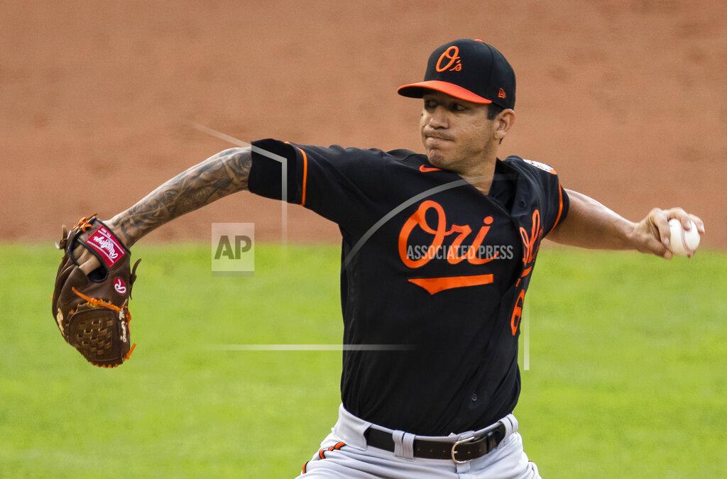 Manuel Balce Ceneta Baltimore Orioles starting pitcher Tommy Milone throws during the first inning of a baseball game against the Washington Nationals in Washington, Friday, Aug. 7, 2020. (AP Photo/Manuel Balce Ceneta)