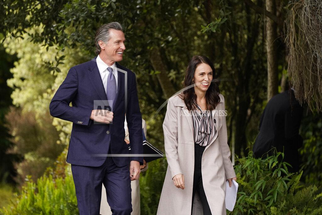 Eric Risberg California Gov. Gavin Newsom and New Zealand Prime Minister Jacinda Ardern walk together through the San Francisco Botanical Garden at Golden Gate Park in San Francisco, Friday, May 27, 2022. Gov. Newsom met with Ardern in Golden Gate Park "to establish a new international partnership tackling climate change." (AP Photo/Eric Risberg)