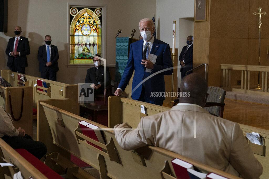 Carolyn Kaster FILE - In this Sept. 3, 2020, file photo Democratic presidential candidate former Vice President Joe Biden speaks during a community event at Grace Lutheran Church in Kenosha Wis. (AP Photo/Carolyn Kaster, File)