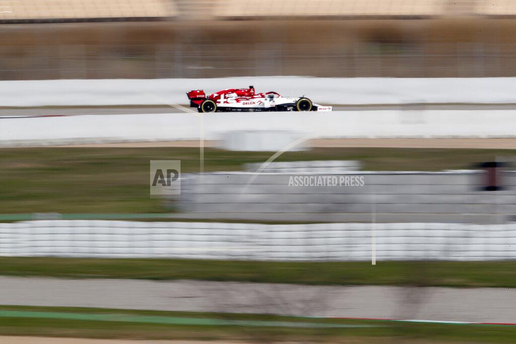Joan Monfort Kimi Raikkonen of Alfa Romeo drives during a Formula One pre-season testing session at the Barcelona Catalunya racetrack in Montmelo, outside Barcelona, Spain, Thursday, Feb. 20, 2020. (AP Photo/Joan Monfort)