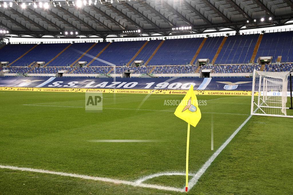 Alfredo Falcone A view of the Rome Olympic Stadium prior to the Serie A soccer match between Lazio and Torino, Tuesday, March 2, 2021. Lazio walked out into Stadio Olimpico for its Serie A match on Tuesday even though it knows its Torino opponents are still in Turin. A coronavirus outbreak forced Torino players and staff into self-isolation that doesn't end until midnight Tuesday, hours after the scheduled kickoff against Lazio in Rome. (Alfredo Falcone/LaPresse via AP)