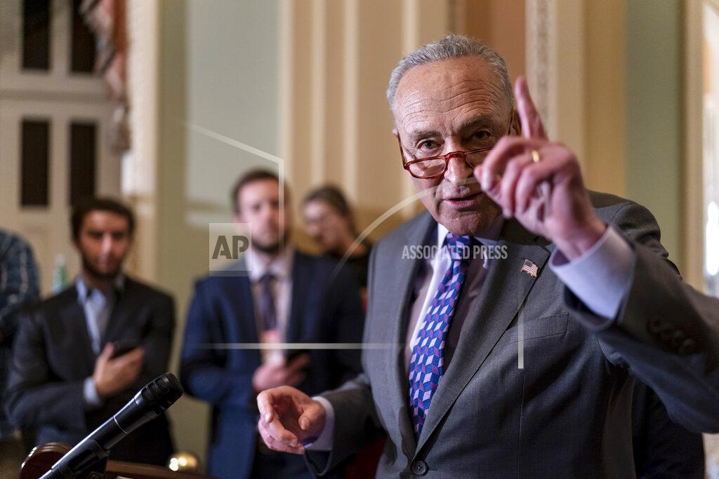 J. Scott Applewhite Senate Majority Leader Chuck Schumer, D-N.Y., speaks to reporters ahead of a procedural vote on Wednesday to essentially codify Roe v. Wade, at the Capitol in Washington, Tuesday, May 10, 2022. (AP Photo/J. Scott Applewhite)