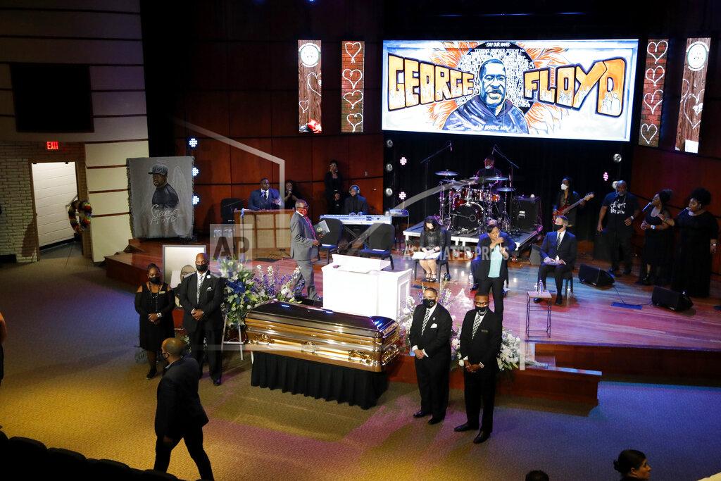 Julio Cortez Guests gather at North Central University Thursday, June 4, 2020, before a memorial service for George Floyd in Minneapolis. (AP Photo/Julio Cortez)