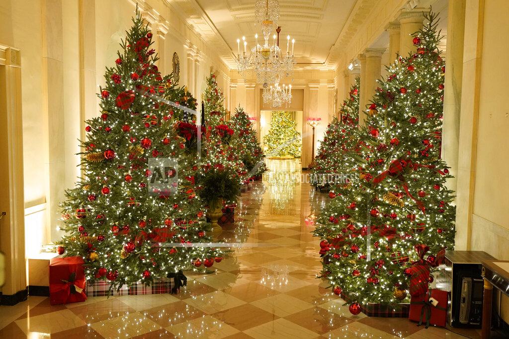 Patrick Semansky The Cross Hall leading to the State Dining Room of the White House is decorated during the 2020 Christmas preview, Monday, Nov. 30, 2020, in Washington. (AP Photo/Patrick Semansky)
