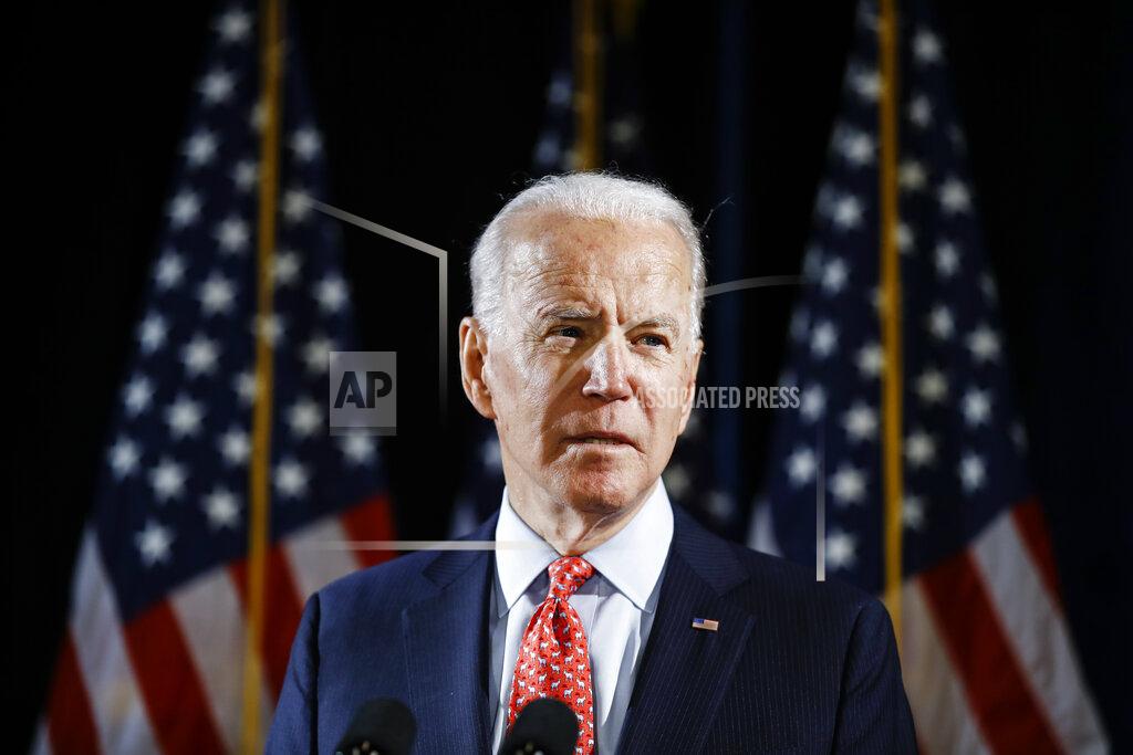 Matt Rourke FILE - In this March 12, 2020, file photo Democratic presidential candidate former Vice President Joe Biden speaks about the coronavirus in Wilmington, Del. (AP Photo/Matt Rourke, File)