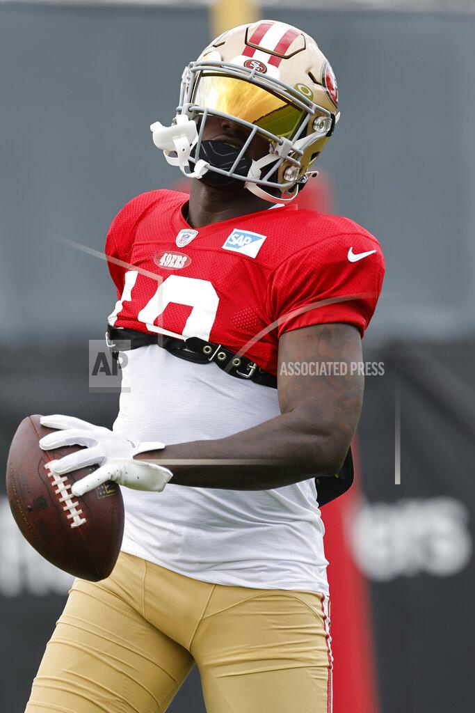 Josie Lepe San Francisco 49ers wide receiver Deebo Samuel takes part in drills at the NFL football team's practice facility in Santa Clara, Calif., Monday, Aug. 1, 2022. (AP Photo/Josie Lepe)