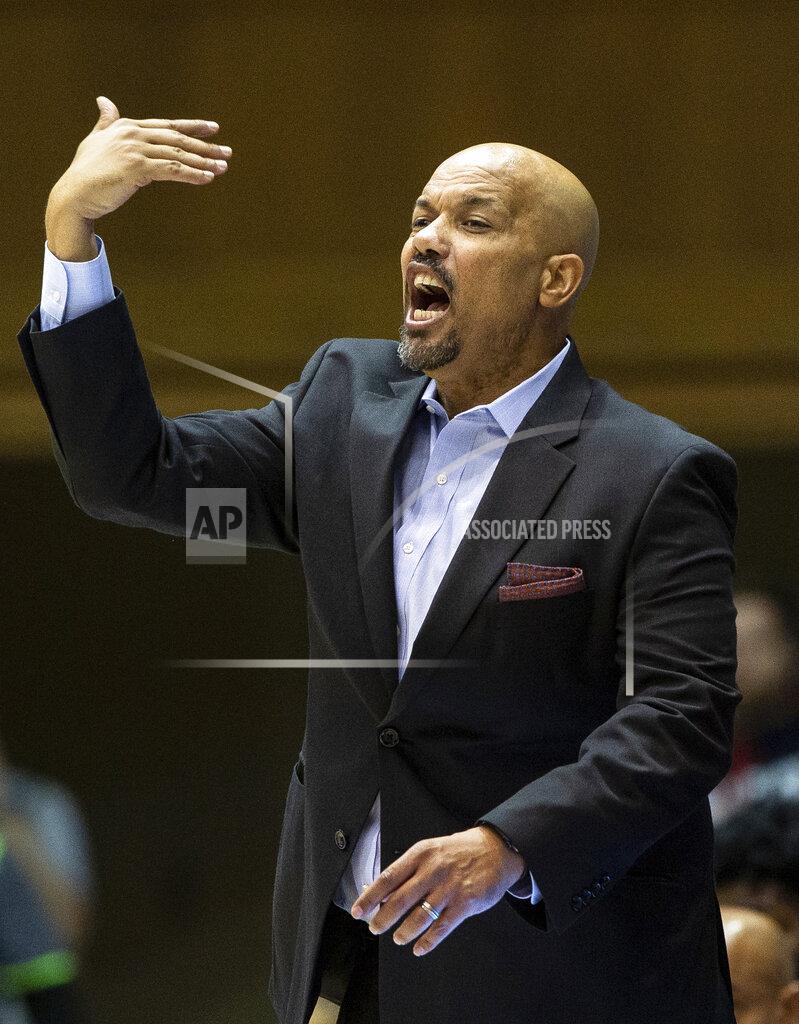 Ben Mckeown FILE - In this Nov. 15, 2019, file photo, Georgia State head coach Rob Lanier shouts to his team during an NCAA college basketball game against Duke in Durham, N.C. Georgia Tech and Georgia State announced Wednesday, May 13, 2020, that the city rivals will play a three-game men's basketball series beginning in December, their first match-up during the regular season since 2008. The Atlanta schools are only about three miles apart. (AP Photo/Ben McKeown, File)