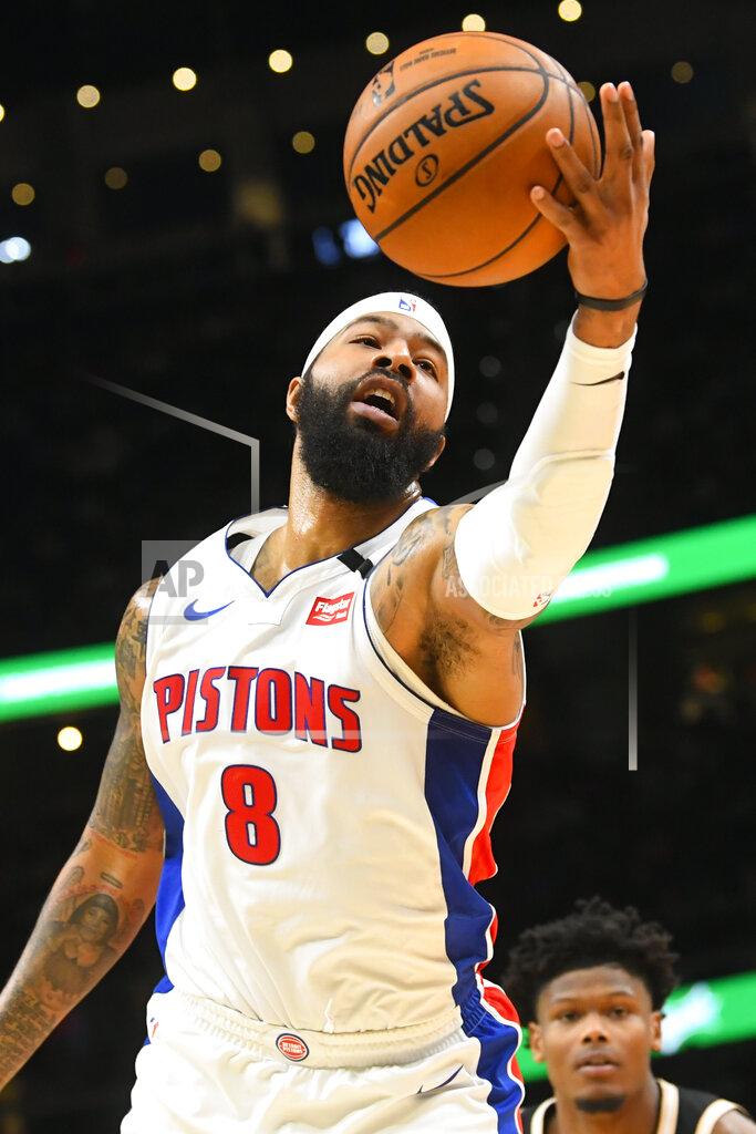 John Amis Detroit Pistons forward Markieff Morris (8) reaches for a rebound during the second half of an NBA basketball game against the Atlanta Hawks, Saturday, Jan. 18, 2020, in Atlanta. (AP Photo/John Amis)