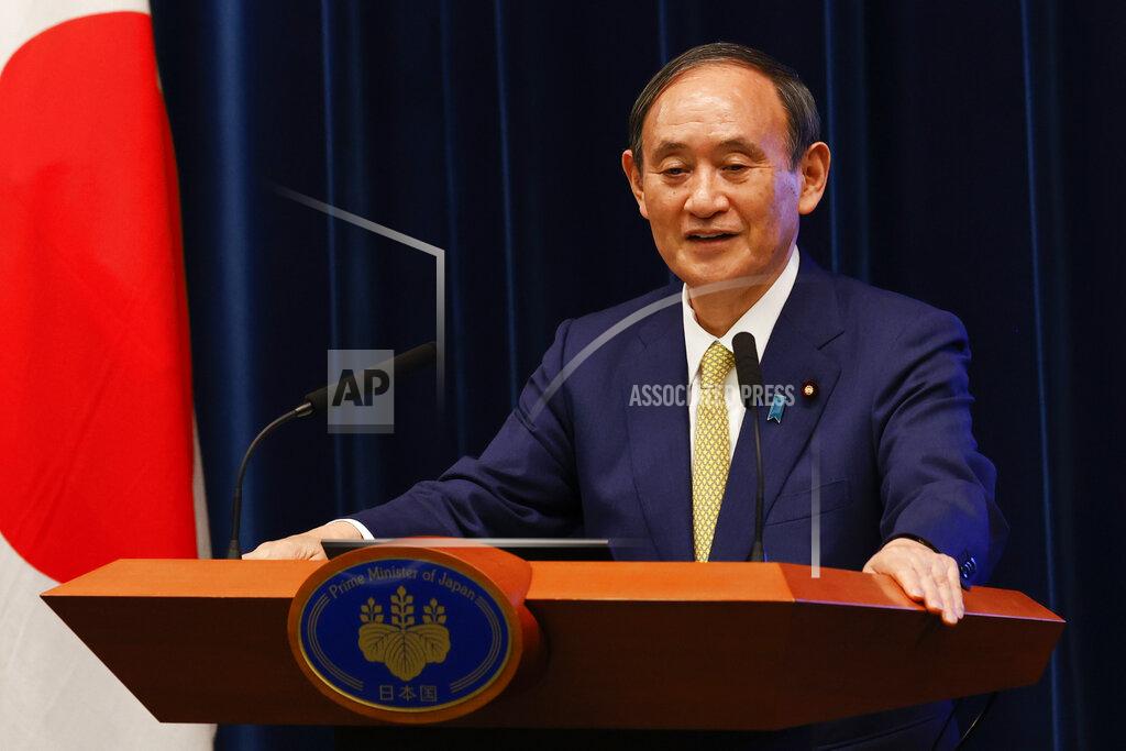 Rodrigo Reyes Marin Japan's Prime Minister Yoshihide Suga speaks during a press conference at the prime minister's official residence Tuesday, Sept. 28, 2021, in Tokyo. Suga announced the coronavirus state of emergency will end Thursday so the economy can be reactivated as infections slow. (Rodrigo Reyes Marin/Pool Photo via AP)