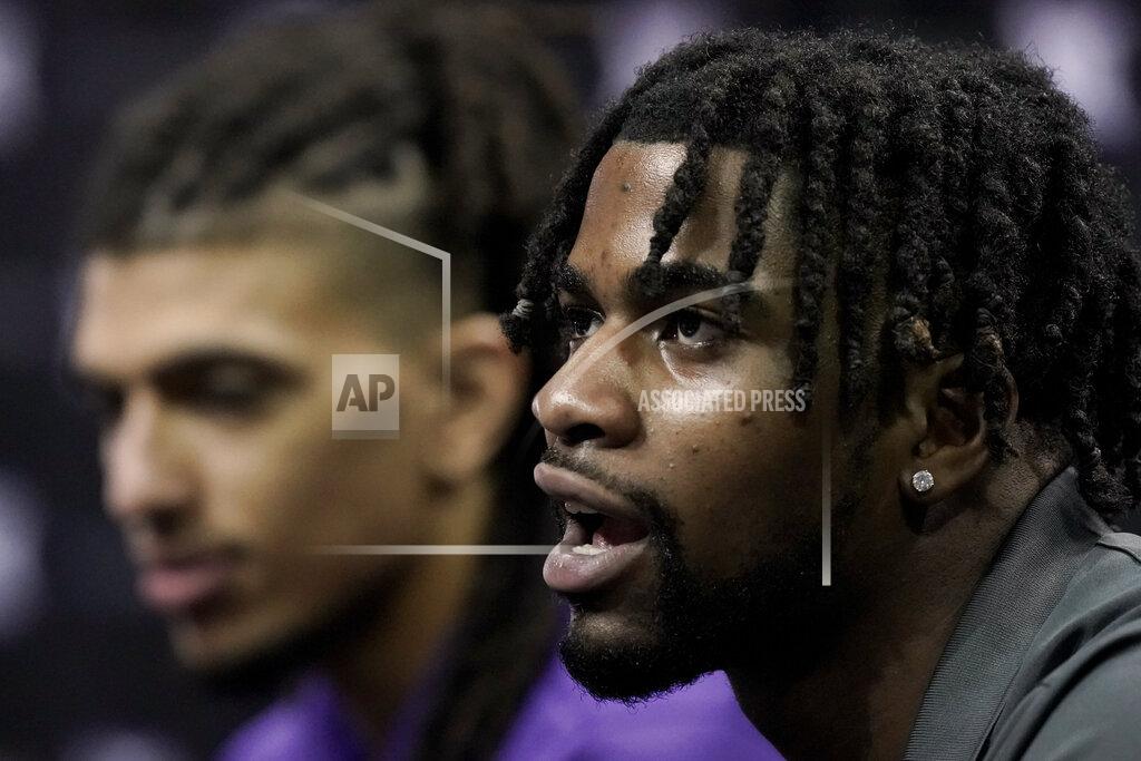 Charlie Riedel Kansas State's Selton Miguel speaks to the media during Big 12 NCAA college basketball media day Wednesday, Oct. 20, 2021, in Kansas City, Mo. (AP Photo/Charlie Riedel)