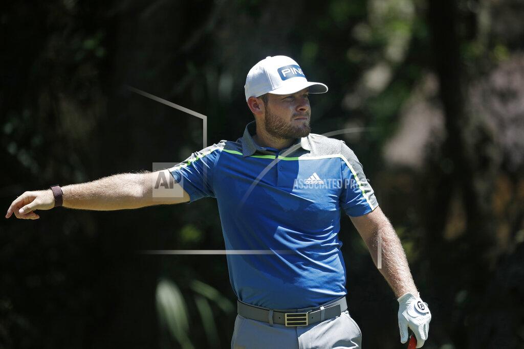 Gerry Broome Tyrrell Hatton reacts after hitting off the second tee during the third round of the RBC Heritage golf tournament, Saturday, June 20, 2020, in Hilton Head Island, S.C. (AP Photo/Gerry Broome)